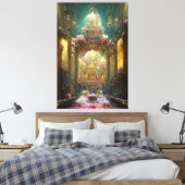 Fantasy Bloemen Kerk - Ingewikkeld Canvas (Insitu (Slaapkamer))