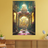 Fantasy Bloemen Kerk - Ingewikkeld Canvas (Insitu (Woonkamer))