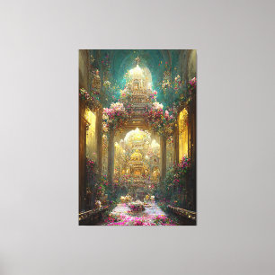Fantasy Bloemen Kerk - Ingewikkeld Canvas Afdruk