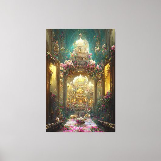 Fantasy Bloemen Kerk - Ingewikkeld Canvas Afdruk (Voorkant)