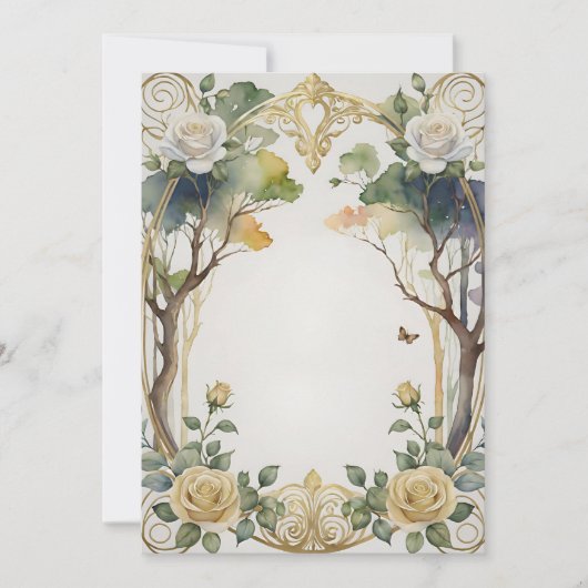 Fantasy Bloemen lijst Botanische bruiloft Kaart (Voorkant)