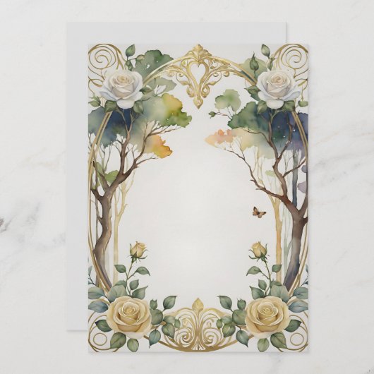 Fantasy Bloemen lijst Botanische bruiloft Kaart (Voorkant / Achterkant)