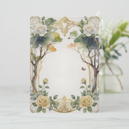 Fantasy Bloemen lijst Botanische bruiloft Kaart
