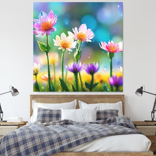 *~ Fantasy Bloemen Magische Bloemen AP56 Canvas Afdruk (Insitu (Slaapkamer))