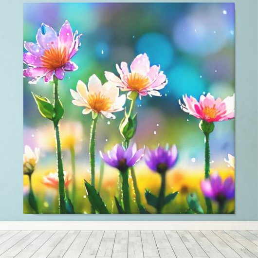 *~ Fantasy Bloemen Magische  Bloemen AP56 Canvas Afdruk (Insitu (Houten vloer))