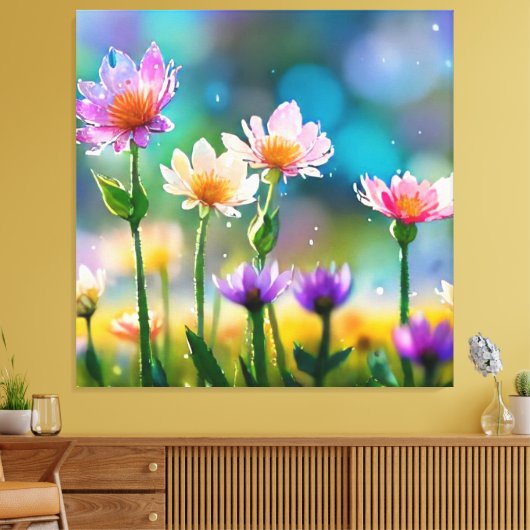 *~ Fantasy Bloemen Magische  Bloemen AP56 Canvas Afdruk (Insitu (Woonkamer))