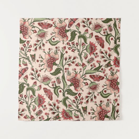 Fantasy Bloemen Paisley Hand getrokken Wandkleed (Voorkant)