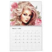 Fantasy Bloemen Vrouwen Kleurrijke Kapsel Kalender (Feb 2026)