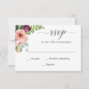 Fantasy Bloemen Waterverf Bruiloft RSVP Kaartje
