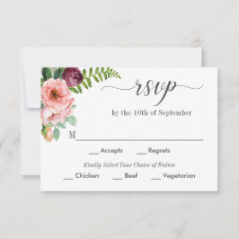 Fantasy Bloemenbruiloft RSVP met Entree Keuzes Kaartje