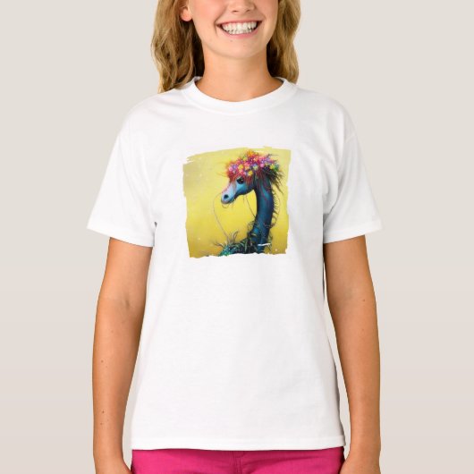 Fantasy bloemendracht draak T-shirt (Voorkant)