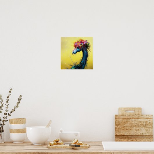 Fantasy bloemendragon poster (Keuken)
