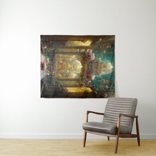 Fantasy Bloemenkerk - Tapestry Wandkleed (In Situ (horizontaal))