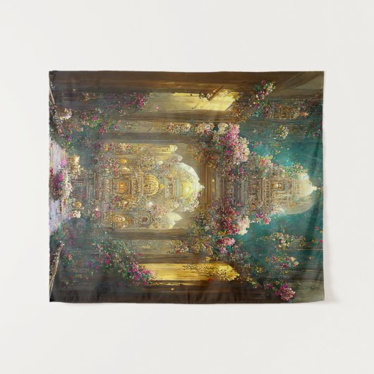 Fantasy Bloemenkerk - Tapestry Wandkleed (Voorkant (horizontaal))