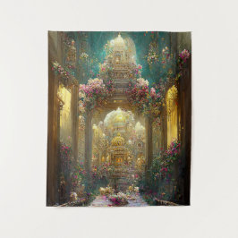 Fantasy Bloemenkerk - Tapestry Wandkleed