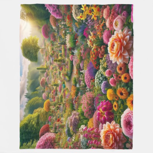 Fantasy Bloementuin Fleece Deken (Voorkant)