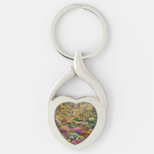 Fantasy Bloementuin Hart Sleutelhanger