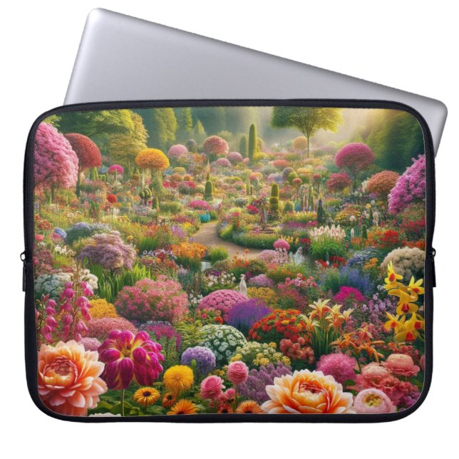 Fantasy Bloementuin Laptophoes Laptop Sleeve (Voorkant)