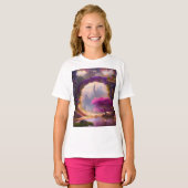 Fantasy bloementuin roze boom t-shirt (Voorkant volledig)