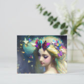 Fantasy Blond Vrouw en Vlinders Briefkaart (Staand voorkant)