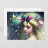 Fantasy Blond Vrouw en Vlinders Briefkaart (Voorkant / Achterkant)
