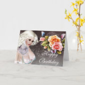 Fantasy Blonde met Rozen Birthday Kaart 1 (Gele Bloem)