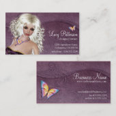 Fantasy Blonde Woman Butterfly Visitekaartje (Voorkant / Achterkant)