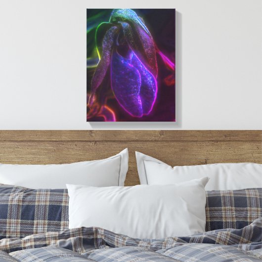 Fantasy Blue Abstract Lady Slipper Flower Art Canvas Afdruk (Insitu (Slaapkamer))