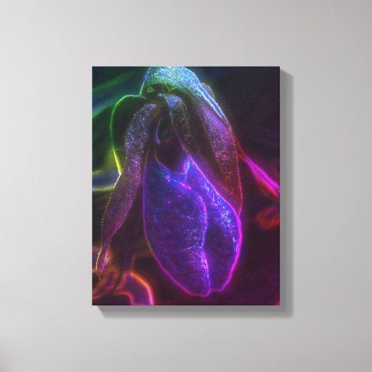 Fantasy Blue Abstract Lady Slipper Flower Art Canvas Afdruk (Voorkant)