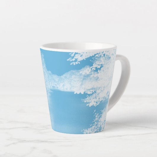 Fantasy Blue and White Winter River Latte Mok (Rechterhoek)