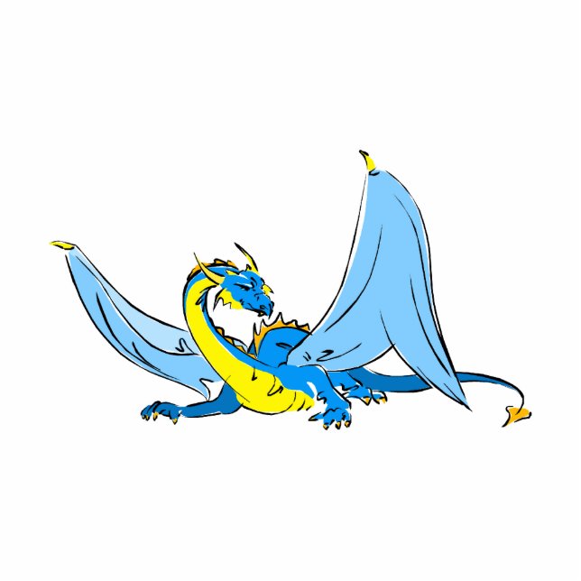 Fantasy Blue Dragon Staand Fotobeeldje (Voorkant)