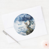 Fantasy Blue Dragon Wedding Save the Date Sticker (Envelop)