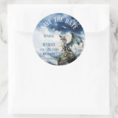 Fantasy Blue Dragon Wedding Save the Date Sticker (Tas)