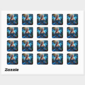 Fantasy Blue Dragonfly Fairy Prinses Vierkante Sticker (Vel)