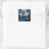Fantasy Blue Dragonfly Fairy Prinses Vierkante Sticker (Tas)