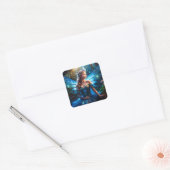 Fantasy Blue Dragonfly Fairy Prinses Vierkante Sticker (Envelop)