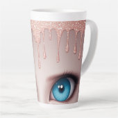 Fantasy Blue Eyes Met Druppels Latte Mok (Rechterhoek)