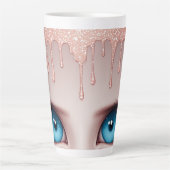 Fantasy Blue Eyes Met Druppels Latte Mok (Voorkant)