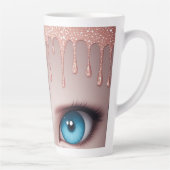 Fantasy Blue Eyes Met Druppels Latte Mok (Rechts)