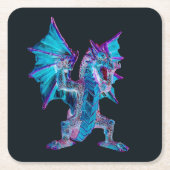 Fantasy Blue Fire Dragon Kartonnen Onderzetters (Voorkant)
