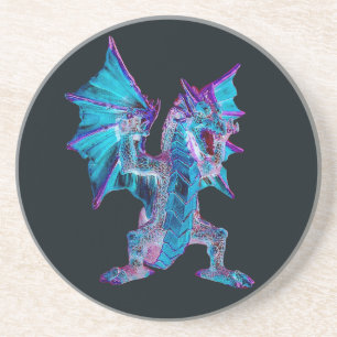 Fantasy Blue Fire Dragon Sandstone Onderzetter