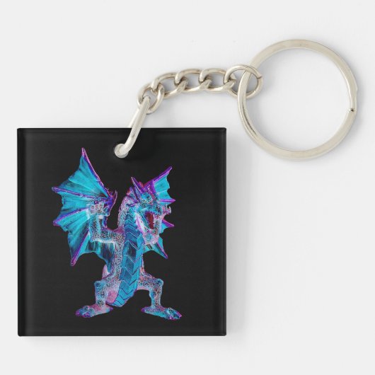 Fantasy Blue Fire Dragon Sleutelhanger (Achterkant)