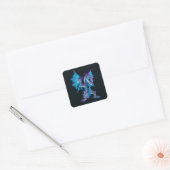 Fantasy Blue Fire Dragon Vierkante Sticker (Envelop)