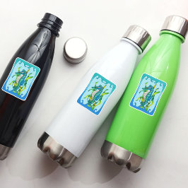 Fantasy Blue Green Seahorse Dragon Seaweed Lijst Sticker