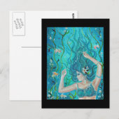Fantasy Blue Mermaid briefkaart van Renee (Voorkant / Achterkant)