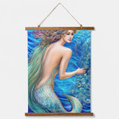 Fantasy Blue Mermaid Ocean Waves Art Hangend Wandkleed (Voorkant 2)