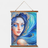 Fantasy Blue Ocean Wave Goddess Abstracte Art Hangend Wandkleed (Voorkant 2)