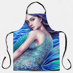 Fantasy Blue Ocean Waves Mermaid Abstracte Art Schort