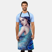 Fantasy Blue Ocean Waves Mermaid Abstracte Art Schort (Gedragen)
