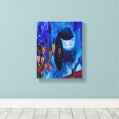 Fantasy Blue Siamese Cat Canvas Afdruk (Insitu (Houten vloer))